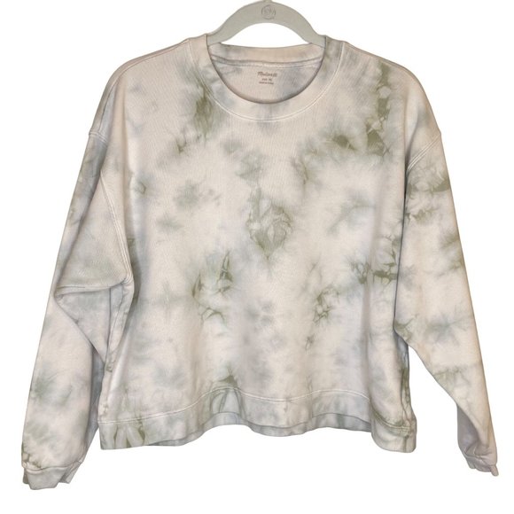 Madewell Green/White Tie-Dye Cotton Swing Sweatshirt, M - Picture 2 of 13